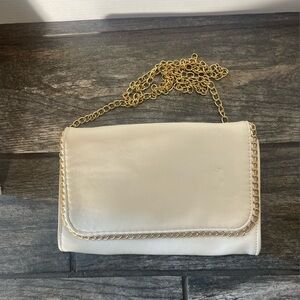 Cream and Gold Clutch with Chain Strap